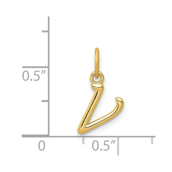 14k Yellow Gold, Claire Collection Mini Lower Case Initial V Charm - Picture 4 of 5